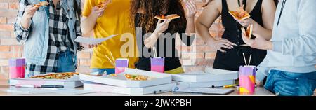 Business Team Mittagessen Pizza Lifestyle Millennials Stockfoto