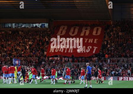 Middlesbrough, Großbritannien. Die Fans des 5.. September 2022Middlesbrough während des Sky Bet Championship-Spiels zwischen Middlesbrough und Sunderland im Riverside Stadium, Middlesbrough, am Montag, den 5.. September 2022. (Kredit: Mark Fletcher | MI News) Kredit: MI Nachrichten & Sport /Alamy Live News Stockfoto