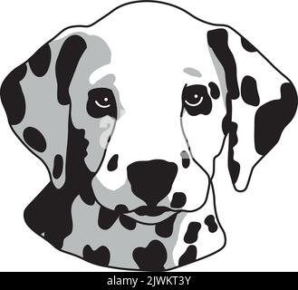 Niedliche Dalmatinische Welpen Porträt Vektor-Illustration, schattiert Stock Vektor