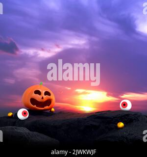 halloween Hintergrund mit Podium für Produktanzeige. Geometrisches Podium für Produktanzeige. 3D Abbildung Stockfoto