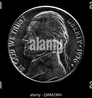 USA US-Münzen Silber Detail Textur, die Reichtum und Ersparnisse mit Inschrift in God We Trust Stockfoto