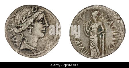 Denar. Acilius Glabrio, Mn. (fl. 49 a.C.), Geldbeamter, Republika Rzymska, Emittent Stockfoto