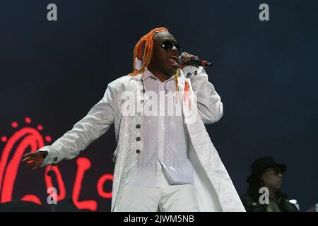 Rio de Janeiro, Brasilien,2. September 2022. Sänger Corey Glover von der Rockband Living Color, während eines Konzerts im Rock in Rio in der Stadt Rio de Stockfoto