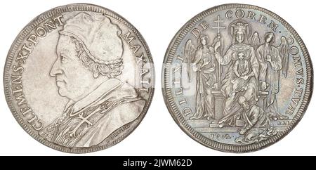 scudo. Borner, Peter Paul (fl. 1691-1725), Graveur, Klemens XI (papież ; 1700-1721), Lineal, Państwo Kościelne, Emittent Stockfoto