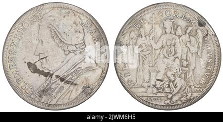 scudo. Państwo Kościelne, Borner, Peter Paul (fl. 1691-1725), Graveur, Klemens XI (papież ; 1700-1721), Lineal Stockfoto