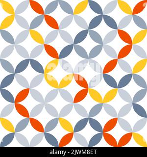 Überlappende Kreise nahtlose Textur. Retro Ovale und Kreise Vektor geometrische Mode-Muster. Farbenfroher Modedruck. Stock Vektor