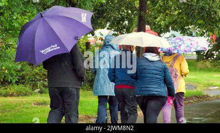 Glasgow, Schottland, Großbritannien 6.. September 2022. UK Wetter: Heftiger Regen und Donner über der Stadt für Tonights Fußball. Credit Gerard Ferry/Alamy Live News Stockfoto