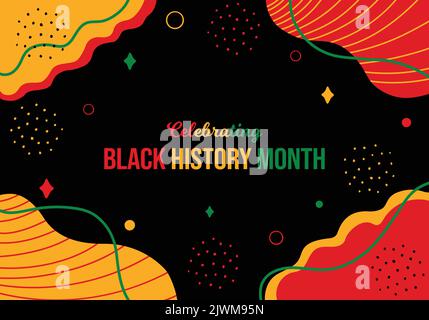 Celebrating Black History Month Memphis Konzept Hintergrund. Februar-Plakat der Afroamerikaner. Horizontale Vektordarstellung für Banner. Website-Header, Stock Vektor