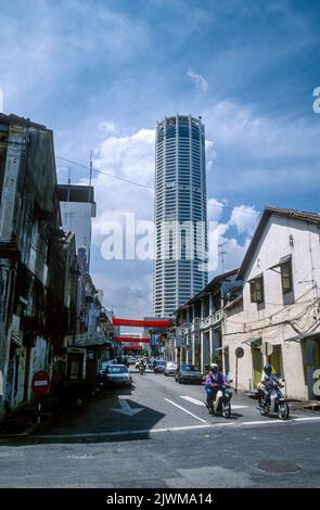 Der Komtar Wolkenkratzer im Jahr 1997, George Town, Penang Stockfoto