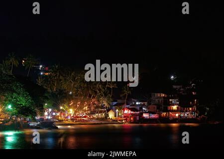 Unawatuna Beach Night Scene in Sri Lanka Stockfoto