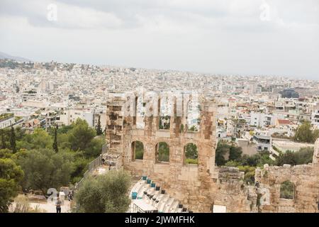 Blick von der Akropolis in Athen, Griechenland Stockfoto