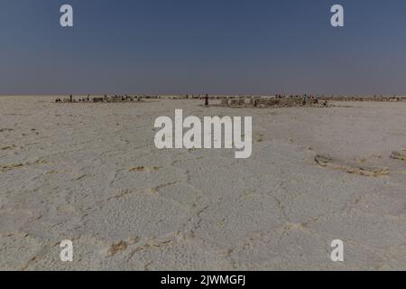 Salzminen in der Danakil-Depression, Äthiopien. Stockfoto