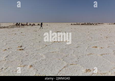 Salzminen in der Danakil-Depression, Äthiopien. Stockfoto