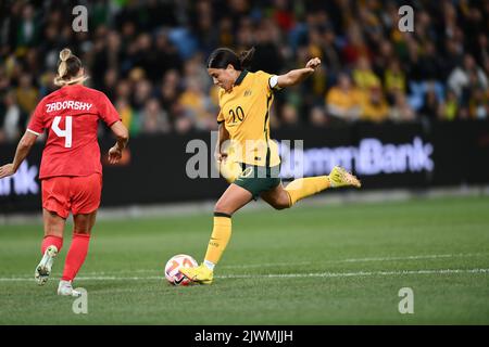 Sydney, Australien. 06. September 2022. Sam Kerr aus Australien in Aktion beim Freundschaftsspiel der australischen Matildas und Kanadas im Allianz Stadium am 06. September 2022 in Sydney, Australien. Kredit: Izhar Ahmed Khan/Alamy Live Nachrichten/Alamy Live Nachrichten Stockfoto