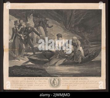 Der Leichnam von Prinz Józef Poniatowski wurde aus der Elster gefischt. Charon, Louis François (1783-post 1831), Grafiker, Jean, Pierre (fl. 1784-1820), Verleger, Martinet, Pierre (1781-18...), Maler Stockfoto