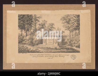 Denkmal für Prinz Józef Poniatowski in Leipzig. Chodkiewicz, Aleksander (Warszawa ; Zakład litograficzny ; 1818-1827), Lithografie-atelie, Vogel, Zygmunt (1764-1826), Grafiker Stockfoto