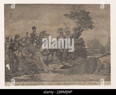 Der Leichnam des Prinzen Józef Poniatowski wurde aus der Elster gefischt. Unbekannt, Grafiker, Martinet, Pierre (1781-18...), Zeichner, Karikaturist Stockfoto