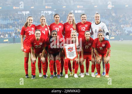 SYDNEY, AUSTRALIEN - 6. SEPTEMBER: Kanada posiert für ein Teamfoto während des Internationalen Freundschaftskampfes zwischen Australien und Kanada am 6. September 2022 im Allianz Stadium in Sydney, Australien. Quelle: IOIO IMAGES/Alamy Live News Stockfoto