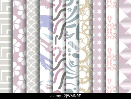 Set von Vektor gefliest nahtlose Sammlung von modernen stilvollen Pastell Stock Vektor
