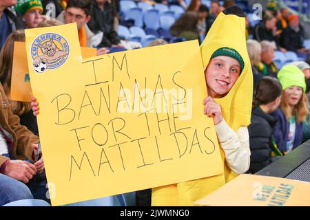 6.. September 2022; Allianz Stadium, Sydney, New South Wales, Australien; International Football Friendly, Australien gegen Kanada: Fußballfan unterstützt sein Land Stockfoto