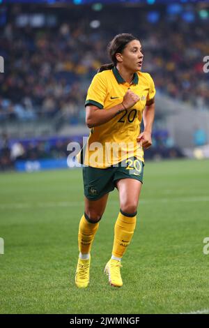 6.. September 2022; Allianz Stadium, Sydney, New South Wales, Australien; International Football Friendly, Australien gegen Kanada: Sam Kerr aus Australien läuft auf Position Stockfoto