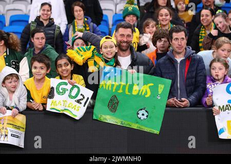 6.. September 2022; Allianz Stadium, Sydney, New South Wales, Australien; International Football Friendly, Australien gegen Kanada: Australische Fans unterstützen ihr Land Stockfoto