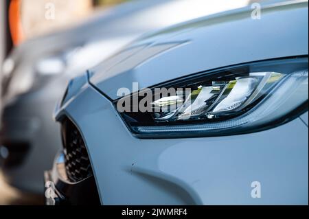 Nahaufscheinwerfern des Autos, modernes Lichtelement Stockfoto