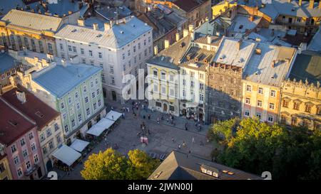 Blick von der Spitze des Rathauses in Lemberg Stockfoto