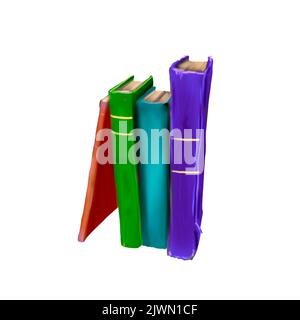 Aquarell Illustration von alten Büchern. Vintage realistische Bücher Schule Stockfoto