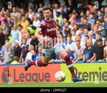 03 Sep 2022 - Chelsea gegen West Ham United - Premier League - Stamford Bridge West Ham's Declan Rig während des Spiels auf der Stamford Bridge. Picture : Mark Pain / Alamy Live News Stockfoto