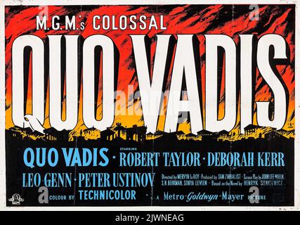 Quo Vadis (MGM, 1951) Vintage-Filmposter feat Robert Taylor, Deborah Kerr, Leo Genn und Peter Ustinov. Stockfoto