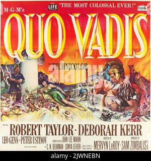 Quo Vadis (MGM, 1951). Sechs-Blatt-Filmposter. Historisches Drama mit Robert Taylor, Deborah Kerr, Leo Genn und Peter Ustinov. Stockfoto