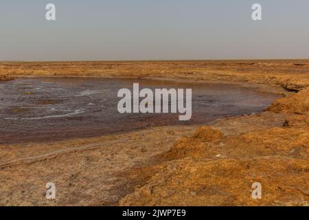 Gaet'ale Pond in der Danakil-Depression, Äthiopien. Hypersaliner See mit sprudelndem Gas. Stockfoto