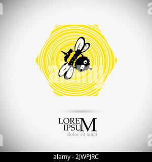 Bienenwabenlogo. Bienen- und Honigsymbol. Vektorgrafik Stock Vektor
