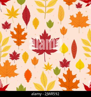 Herbst Blätter nahtloses Muster. Hintergrund des Herbstkonzepts. Vektordesign Stock Vektor