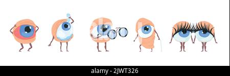 Cartoon-Vektor-Set von menschlichen Augen in unterschiedlichem Zustand Stock Vektor