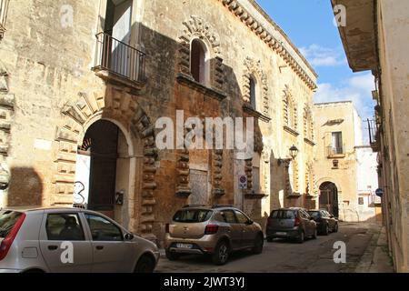 Casarano, Italien. Außenansicht des Palazzo Astore aus dem 18.. Jahrhundert. Stockfoto