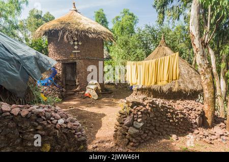 Traditionelle Rundhäuser in Lalibela, Äthiopien Stockfoto