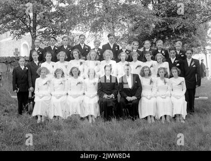 Confirmants, verschlechtert sich. Foto im Juni 1949. Konfirmander, Försäter. Foto i juni 1949. Stockfoto