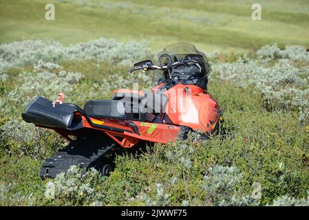 Ski-Doo Schneemobil während der Sommersaison geparkt Stockfoto