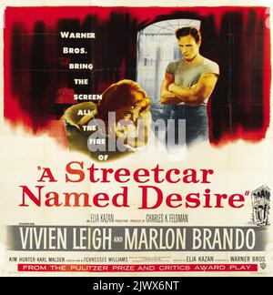 Eine Straßenbahn namens Desire (Warner Brothers, 1951). Filmplakat mit sechs Bögen - feat Marlon Brando und Vivien Leigh Stockfoto