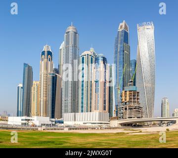 Dubai Marina Skyline Architektur Reisen in Vereinigte Arabische Emirate Stockfoto