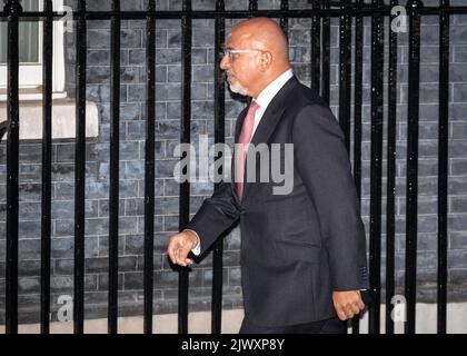 Downing Street, London, Großbritannien. 6. September 2022. Nadhim Zahawi, neuer Kanzler des Herzogtums Lancaster. Neue Kabinettsminister werden bestätigt, ab heute die Regierung unter Premierminister Liz Truss zu bilden, einige kommen und gehen persönlich, während andere Berichten zufolge telefonisch informiert wurden. Kredit: Imageplotter/Alamy Live Nachrichten Stockfoto