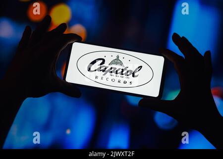 Brasilien. 06. September 2022. In dieser Abbildung wird das Capitol Records-Logo auf einem Smartphone-Bildschirm angezeigt. (Foto von Rafael Henrique/SOPA Images/Sipa USA) Quelle: SIPA USA/Alamy Live News Stockfoto