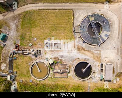 Luftaufnahme der Kläranlage in Arthington Stockfoto