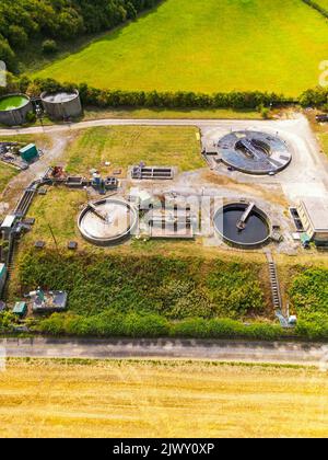 Luftaufnahme der Kläranlage in Arthington Stockfoto