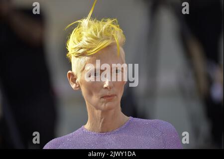 Venedig, Italien. 06. September 2022. Tilda Swinton nimmt am 06. September 79. 2022 in Venedig, Italien, an dem roten Teppich der „Ewigen Tochter“ Teil. Kredit: UPI/Alamy Live Nachrichten Stockfoto