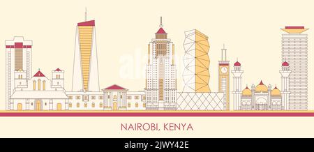 Cartoon Skyline Panorama der Stadt Nairobi, Kenia - Vektor-Illustration Stock Vektor