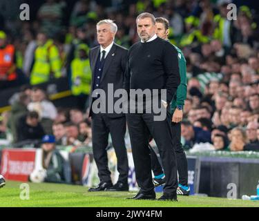 Glasgow, Großbritannien. 06. September 2022. Ange Postecoglou, Cheftrainer von Celtic während des UEFA Champions League Fußballspiels zwischen Celtic und Real Madrid im Celtic Park, Parkhead in Glasgow, Schottland Credit: SPP Sport Press Foto. /Alamy Live News Stockfoto