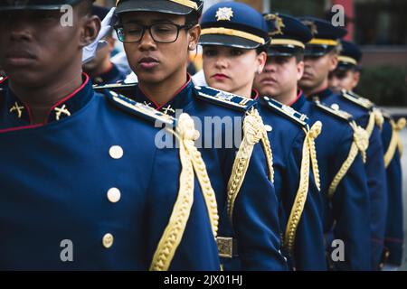 Salvador, Bahia, Brasilien - 7. September 2016: Militärpersonal in Formation während einer Militärparade zur Erinnerung an die Unabhängigkeit Brasiliens in der Stockfoto